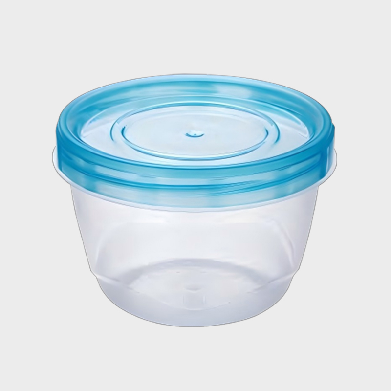 PFB019 473ml Cawan Penyimpanan Aiskrim PP Bulat dengan Tudung Biru
