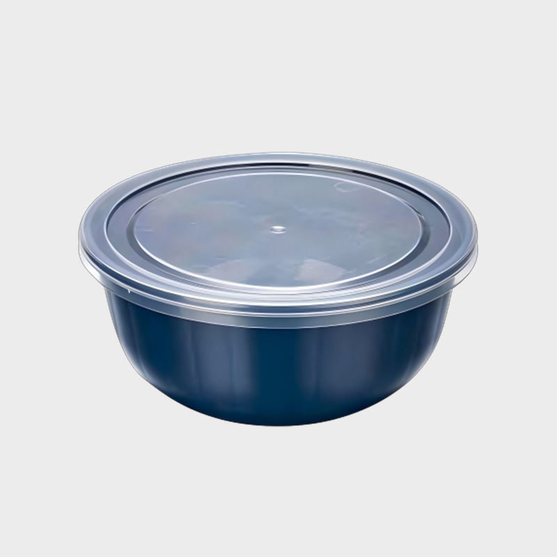 PFB021 885ml Bekas Penyimpanan Makanan PP Biru Dalam Berbentuk Mangkuk Bulat dengan Penutup Jelas