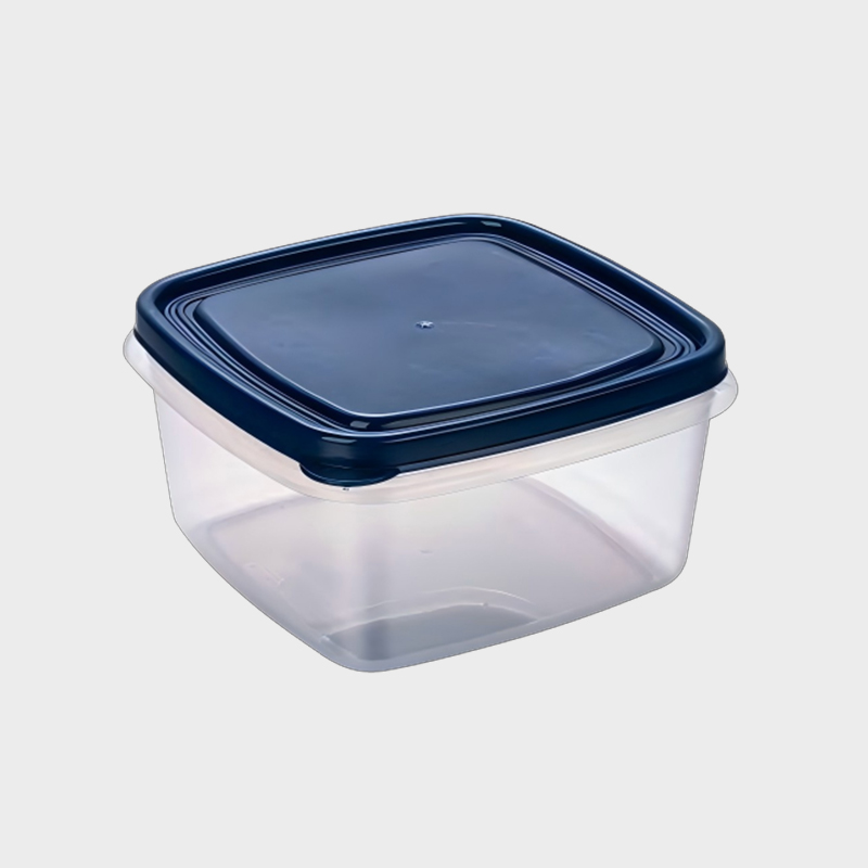 PFB022 1250ml Bekas Penyimpanan Makanan dan Pertanian PP Persegi Segi Sama dengan Tudung Biru