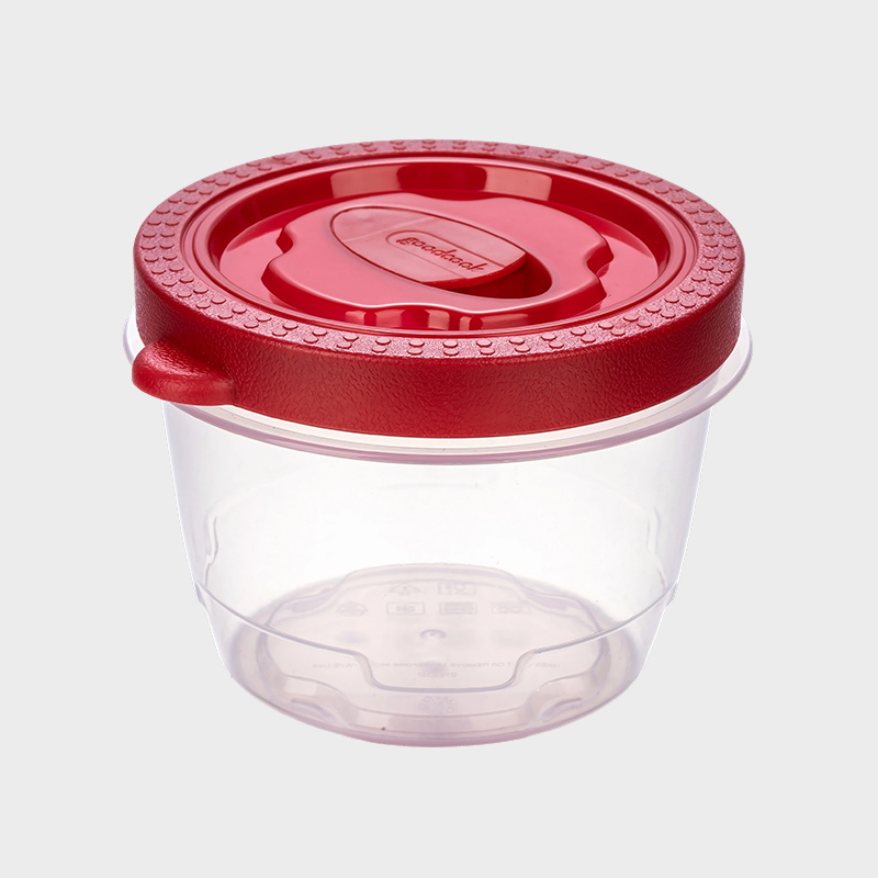 PFB052 360ml Bekas Pengawetan Makanan PP Silinder dengan Tudung Terlampau Merah Berventilasi